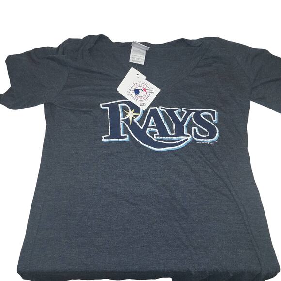 MLB Rays Womens T SHIRT Large Tampa Baseball Navy Short Sleeve New Last One!!! - Picture 1 of 4